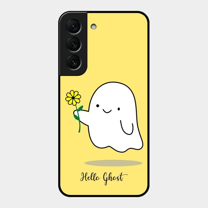 Ghost With Flower Glass Case Cover For Samsung Galaxy S22 5G