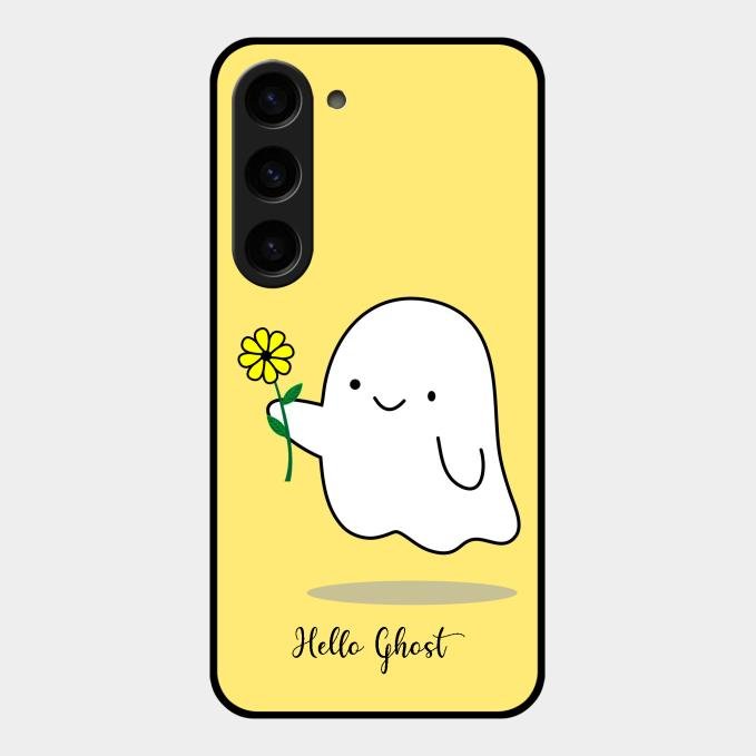Ghost With Flower Glass Case Cover For Samsung Galaxy S23 5G