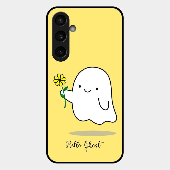 Ghost With Flower Glass Case Cover For Samsung Galaxy S23 Fe 5G