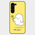 Ghost With Flower Glass Case Cover For Samsung Galaxy S23 Plus 5G