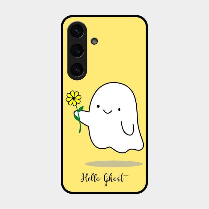 Ghost With Flower Glass Case Cover For Samsung Galaxy S24 5G