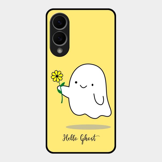 Ghost With Flower Glass Case Cover For Samsung Galaxy S25 Edge 5G