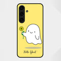 Ghost With Flower Glass Case Cover For Samsung Galaxy S25 FE 5G