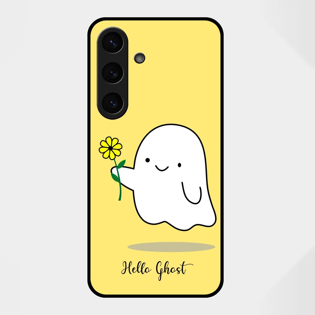 Ghost With Flower Glass Case Cover For Samsung Galaxy S25 FE 5G