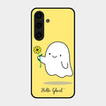 Ghost With Flower Glass Case Cover For Samsung Galaxy S25 Plus 5G