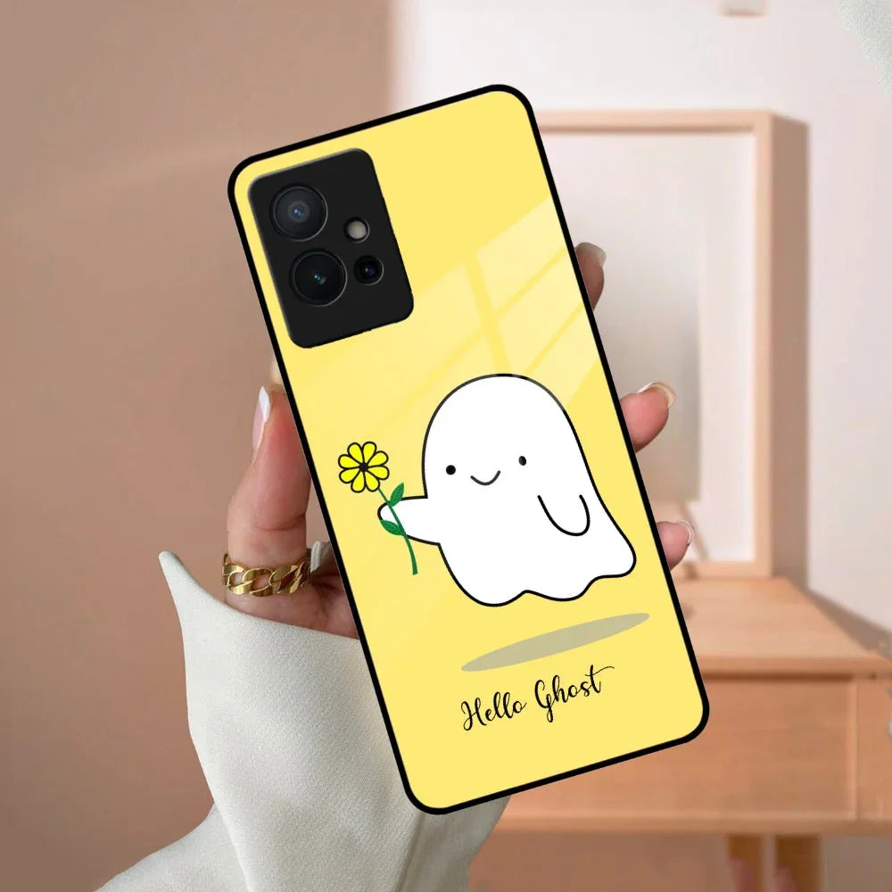 Ghost With Flower Glass Case Cover For Vivo - ShopOnCliQ