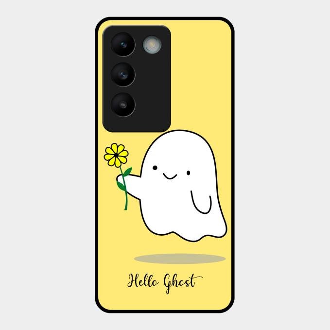 Ghost With Flower Glass Case Cover For Vivo T3 5G