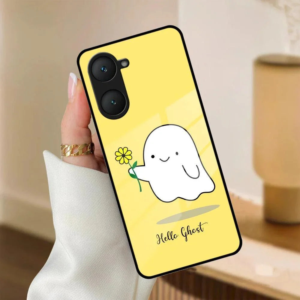 Ghost With Flower Glass Case Cover For iQOO - ShopOnCliQ
