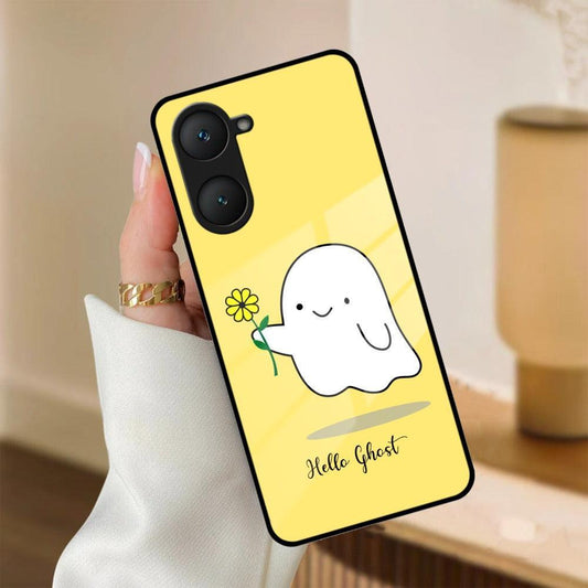 Ghost With Flower Glass Case Cover For iQOO