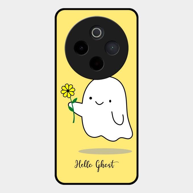 Ghost With Flower Glass Case Cover For Vivo T4 5G