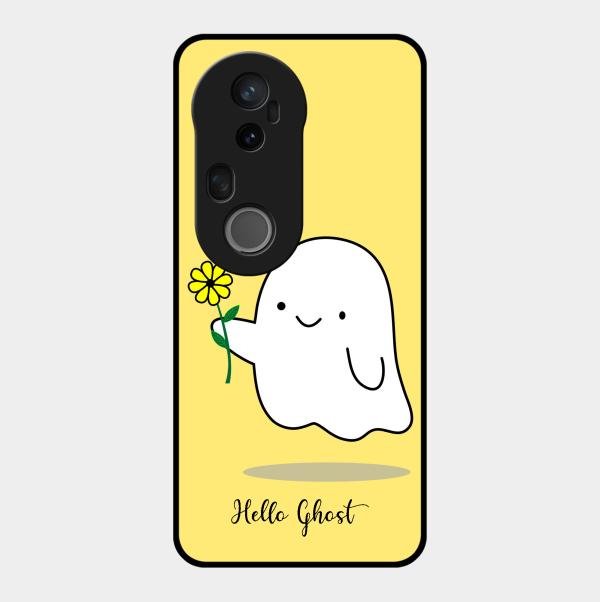 Ghost With Flower Glass Case Cover For Vivo T4 Ultra 5G