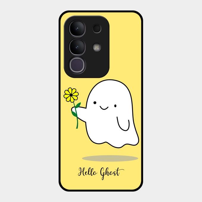 Ghost With Flower Glass Case Cover For Vivo T4X 5G