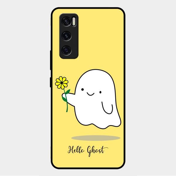Ghost With Flower Glass Case Cover For Vivo V20 Se