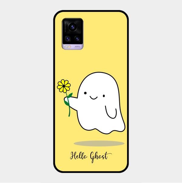Ghost With Flower Glass Case Cover For Vivo V20