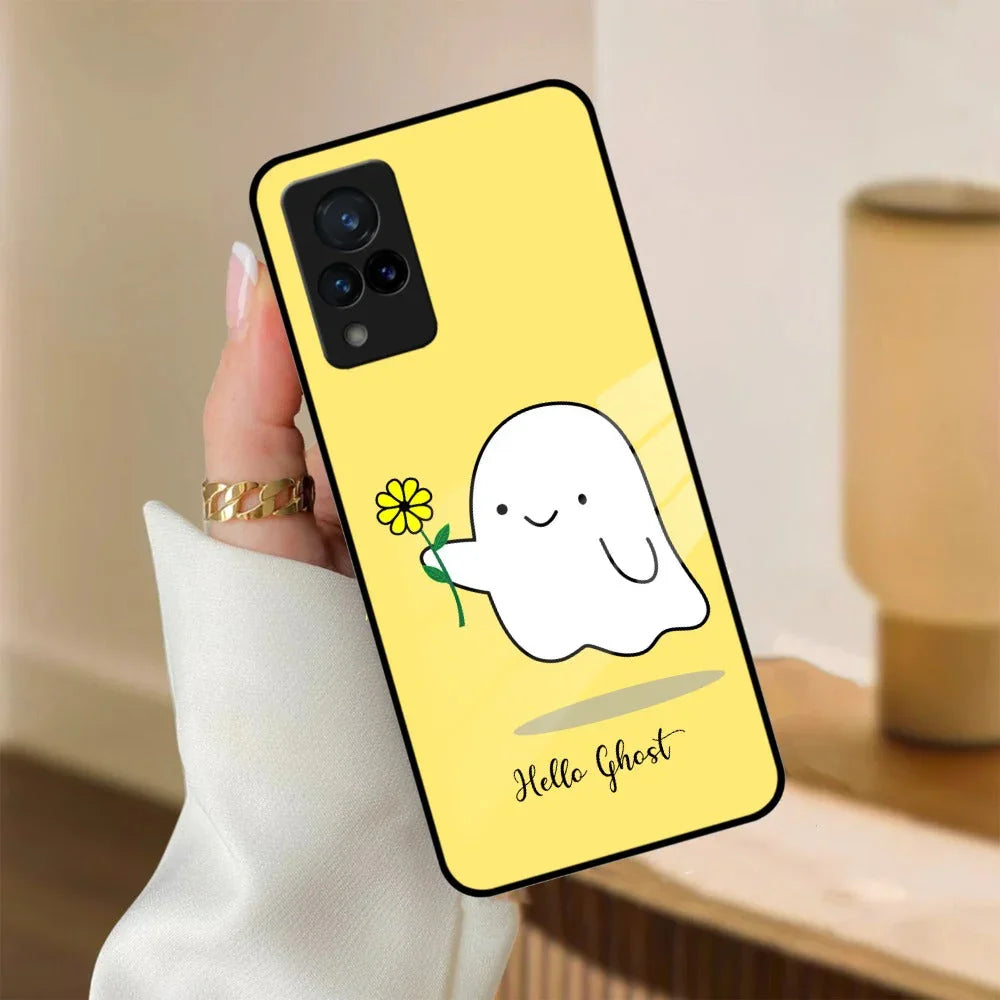 Ghost With Flower Glass Case Cover For Vivo - ShopOnCliQ