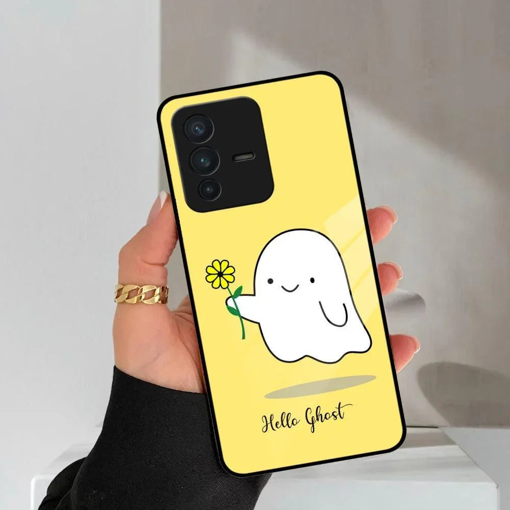 Ghost With Flower Glass Case Cover For Vivo - ShopOnCliQ