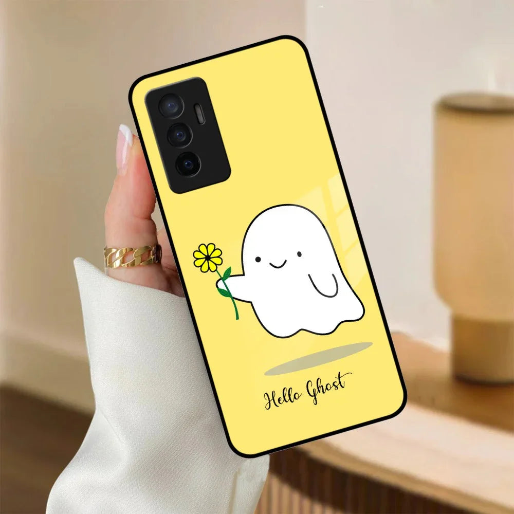 Ghost With Flower Glass Case Cover For Vivo - ShopOnCliQ