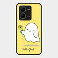 Ghost With Flower Glass Case Cover For Vivo V25 5G