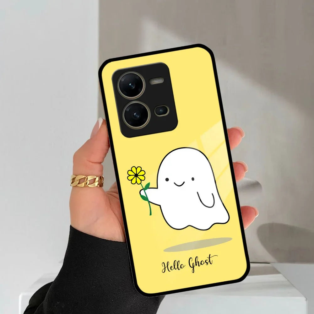 Ghost With Flower Glass Case Cover For Vivo - ShopOnCliQ
