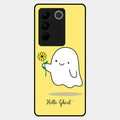 Ghost With Flower Glass Case Cover For Vivo V27 5G