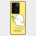 Ghost With Flower Glass Case Cover For Vivo V27 Pro 5G