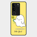 Ghost With Flower Glass Case Cover For Vivo V29 5G