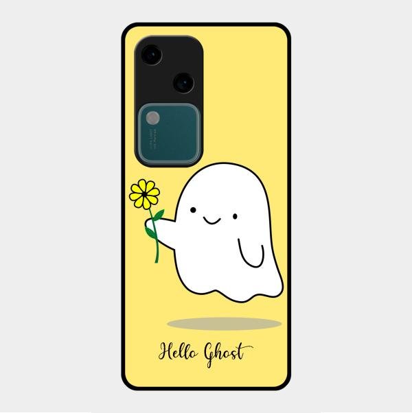 Ghost With Flower Glass Case Cover For Vivo V30 5G