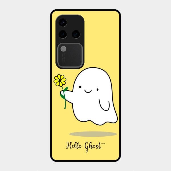 Ghost With Flower Glass Case Cover For Vivo V30 Pro 5G