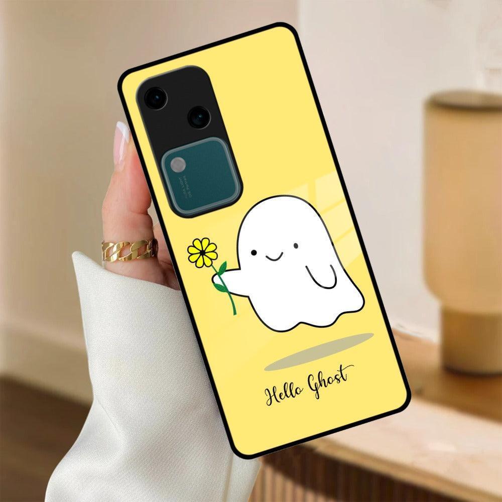 Ghost With Flower Glass Case Cover For Vivo - ShopOnCliQ