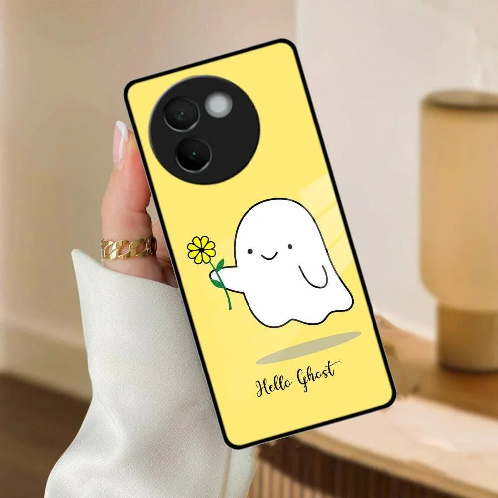 Ghost With Flower Glass Case Cover For Vivo - ShopOnCliQ