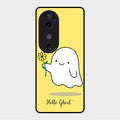 Ghost With Flower Glass Case Cover For Vivo V40 5G