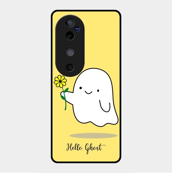 Ghost With Flower Glass Case Cover For Vivo V40 5G