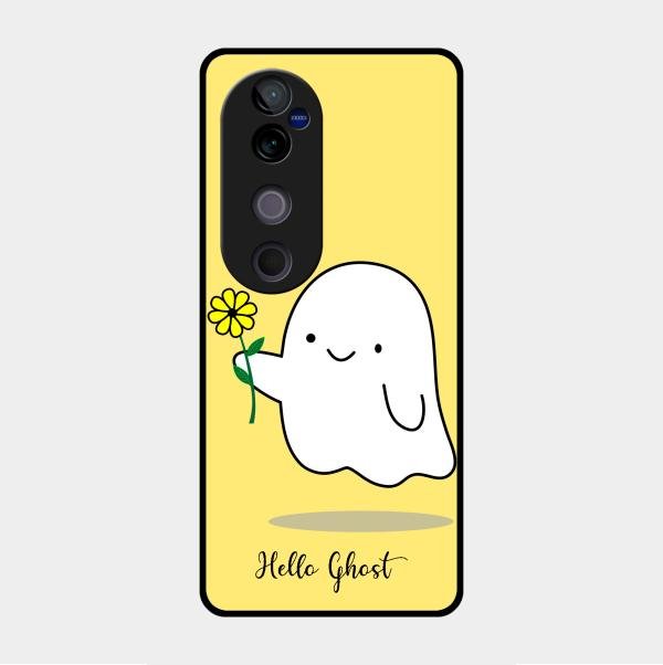 Ghost With Flower Glass Case Cover For Vivo V40 Pro 5G