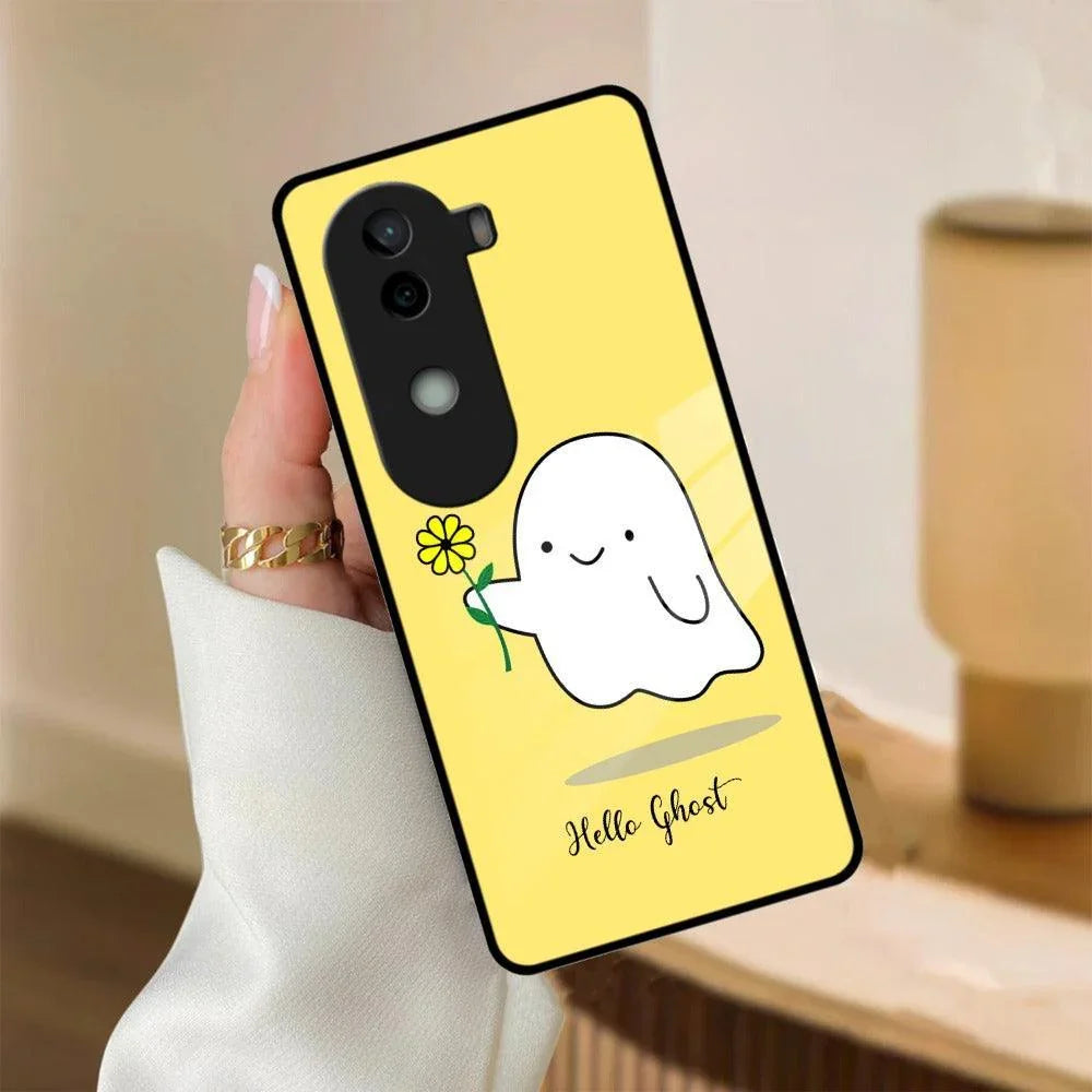 Ghost With Flower Glass Case Cover For iQOO - ShopOnCliQ