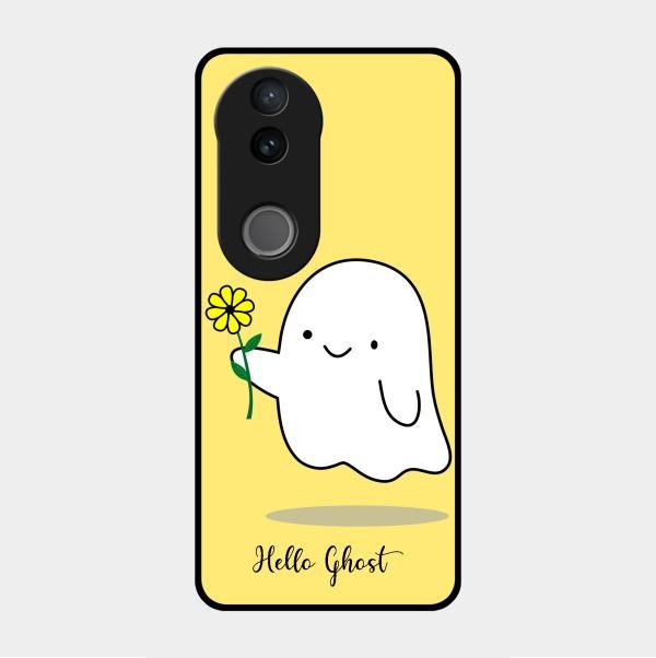 Ghost With Flower Glass Case Cover For Vivo V50 5G