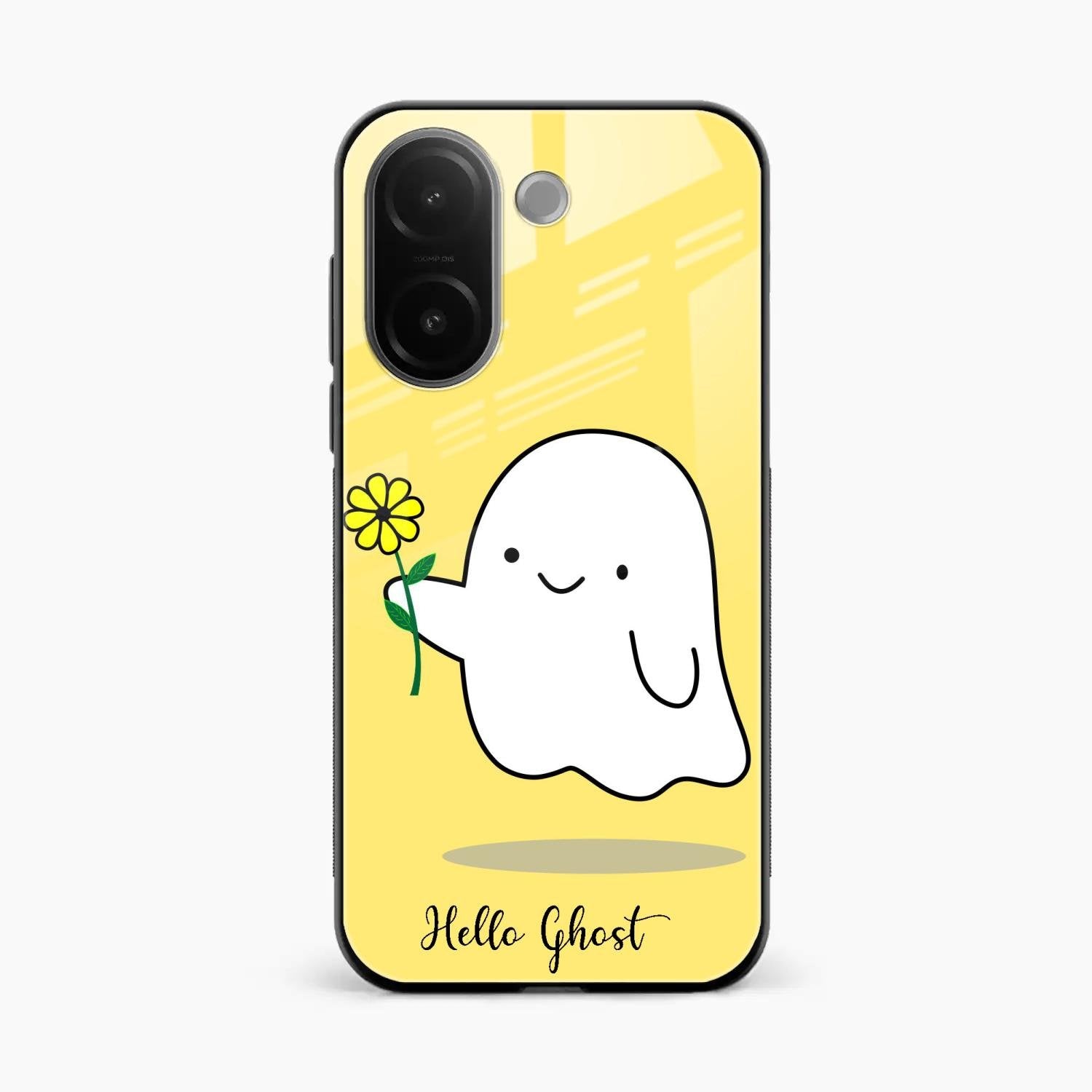 Ghost With Flower Glass Case Cover For Vivo V60e 5G