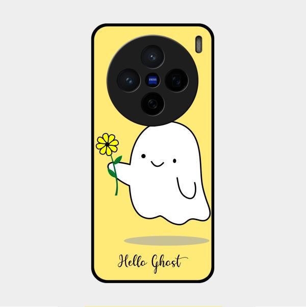Ghost With Flower Glass Case Cover For Vivo X200 5G