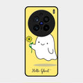 Ghost With Flower Glass Case Cover For Vivo X200 Pro 5G