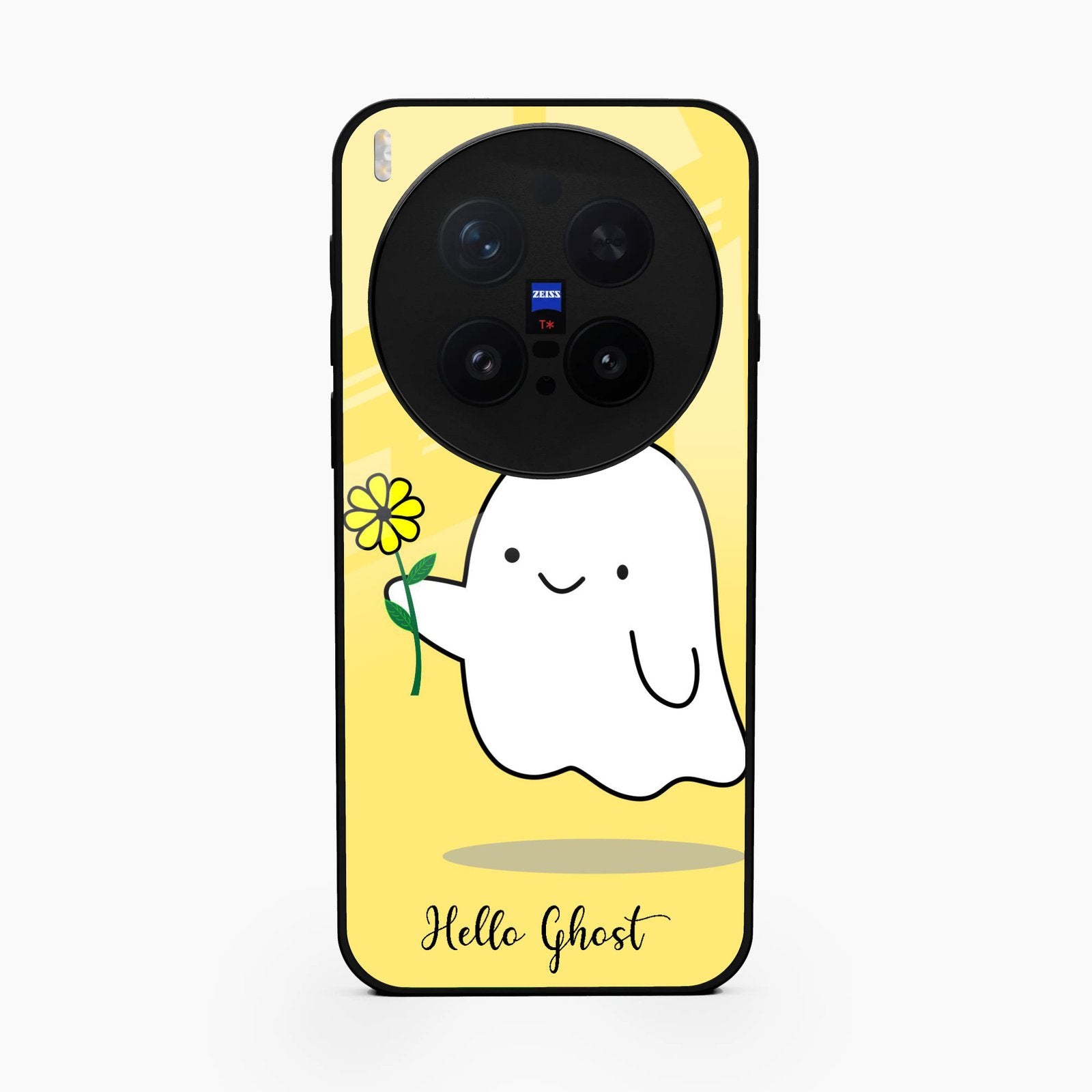 Ghost With Flower Glass Case Cover For Vivo X300 Pro 5G