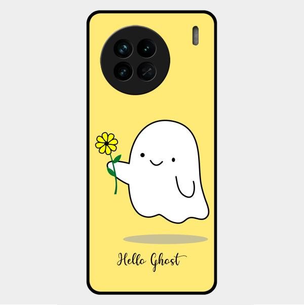 Ghost With Flower Glass Case Cover For Vivo X90 5G
