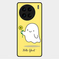 Ghost With Flower Glass Case Cover For Vivo X90 Pro 5G