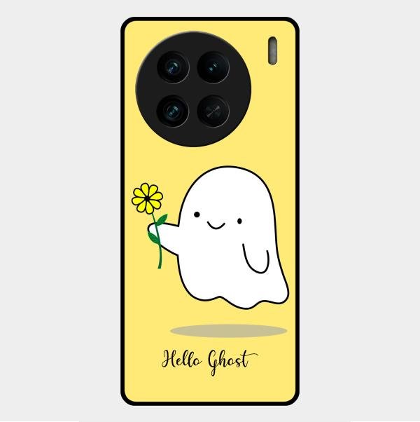 Ghost With Flower Glass Case Cover For Vivo X90 Pro 5G