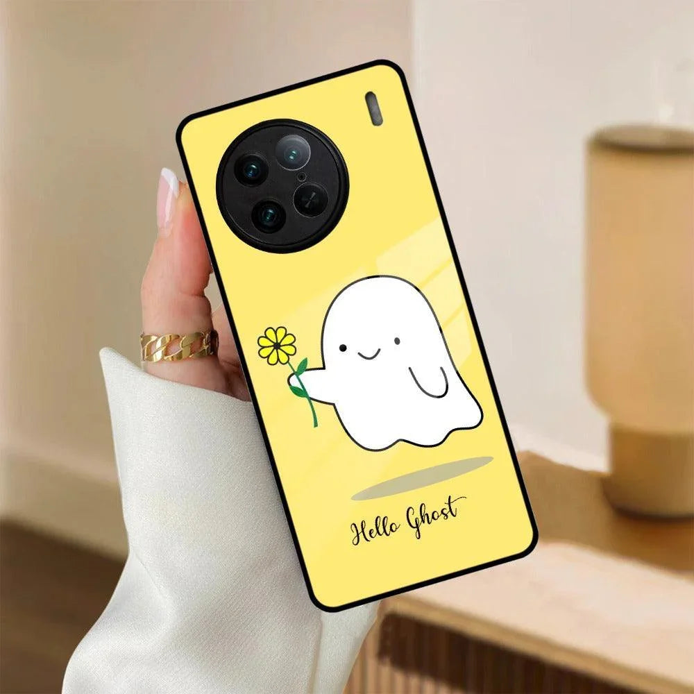 Ghost With Flower Glass Case Cover For Vivo - ShopOnCliQ