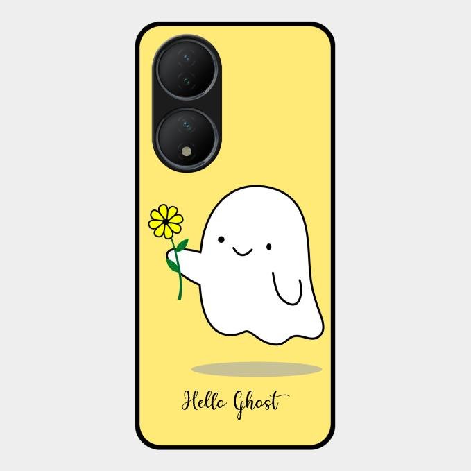 Ghost With Flower Glass Case Cover For Vivo Y100 5G