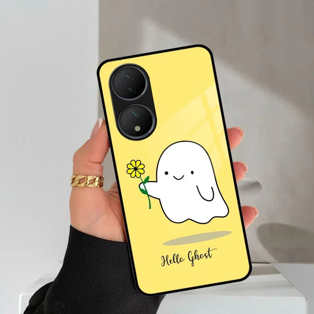 Ghost With Flower Glass Case Cover For Vivo - ShopOnCliQ