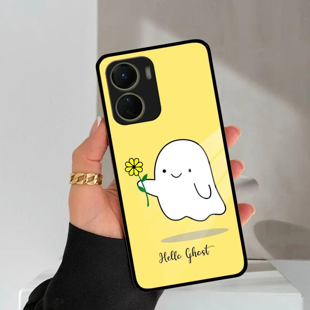 Ghost With Flower Glass Case Cover For Vivo - ShopOnCliQ