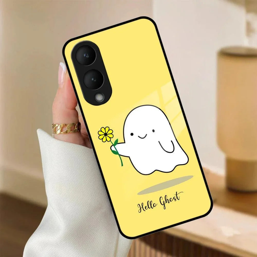 Ghost With Flower Glass Case Cover For Vivo - ShopOnCliQ