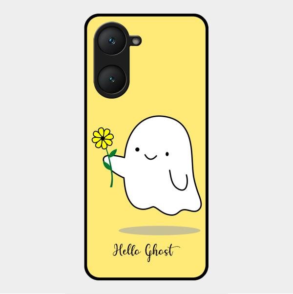 Ghost With Flower Glass Case Cover For Vivo Y28E 5G
