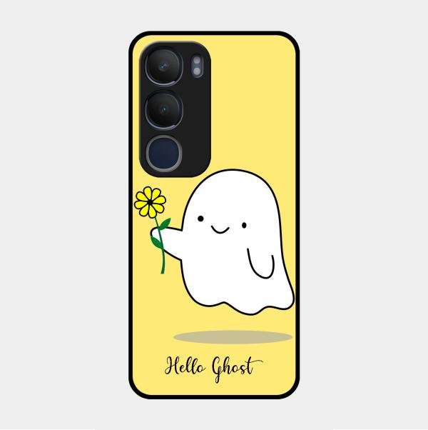 Ghost With Flower Glass Case Cover For Vivo Y29 5G