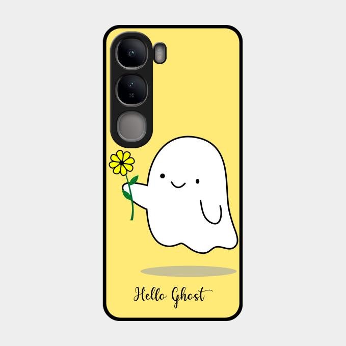 Ghost With Flower Glass Case Cover For Vivo Y300 5G